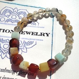 Men's bracelet Jade Garnet 7 Chakra Protection